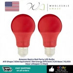 Amazon Basics Red Party Led Bulbs A19 Shape 60w Equivalent 9w Energy. Fixed Price $12.99.