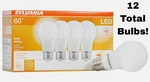 12 Pack Sylvania Led Light Bulb 60w Equivalent A19, 8.5w, 800 Lumens, Soft White. Fixed Price $15.99.