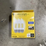 Ge Ultra Bright Led Light Bulbs, 100w, Soft White Candle Lights 3 Pack. Fixed Price $7.00.