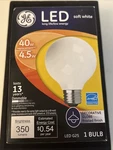 Ge Led G25 Soft White Decorative Globe-frosted Finish 40 Watt Bulb. Fixed Price $9.99.