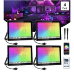 T-sun Rgb Flood Lights Outdoor, App Wifi Remote Control, Waterproof (100w-4pack). Fixed Price $70.00.