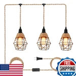 Cafulam 3 Light Hemp Rope Plug In Pendant Rattan Hanging Lights With. Fixed Price $83.18.