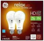 Ge Lighting 36144 Relax Hd Led Light Bulbs, Soft White, 1100 Lumens, 13 Watts,. Fixed Price $19.77.