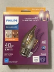 New Philips 3-pk 40w Ba11 Led Bent Tip Filament Bulb E26 Base 2700k Dim (ob). Fixed Price $17.99.