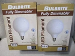 2 Pack Bulbrite Led 8.5w Bulbs, Milky G40, Medium Base (e26) 3000k 800 Lumens. Fixed Price $21.59.
