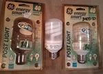 2 Ge Post Lights 14w=40w Cfl Bulbs. Fixed Price $15.00.