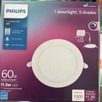 Philips 6" Canless Slim Led Downlight 5 Shades Dimmable Ceiling Light Fixture. Fixed Price $15.99.