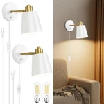 Lomoky Dimmable Wall Sconces Set Of 2, Adjustable Angle Lights With Plug.... Fixed Price $53.55.