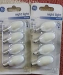 8 Pk Ge C7 Light Bulbs Candelabra Base 4w Night White 4c7w Lb2. Fixed Price $14.99.