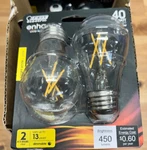 Feit 40w A15 E26 Ceiling Fan Dimmable Clear Glass Led Bulb Bright White (2-pack). Fixed Price $9.00.