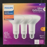 Philips 65w 7.5w Led Indoor Light. Dimmable Warm Glow Effect. Soft White. Fixed Price $15.00.