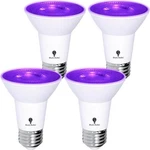 4 Pack Bluex Led Par20 Flood Purple Light Bulb - 8w (65watt Equivalent) Dim.... Fixed Price $31.98.