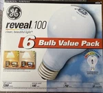 Ge Reveal 100 W 1 Pack, Qty 6 Light Bulb A19 Full Spectrum 49349 New. Fixed Price $39.98.