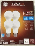 Ge Relax 4-pack 60 W Equivalent Dimmable Soft White A19 Led Light Fixture Bulbs. Fixed Price $18.50.