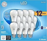 Ge 60w 60 Watt Replacement Daylight Led, Dimmable, 800 Lumens, A19 - 12 Pack. Fixed Price $18.00.