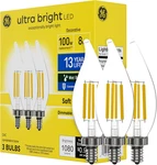 Ge Ultra Bright Led Light Bulbs, 100w, Soft White Candle Lights, Clear Decorativ. Fixed Price $23.99.