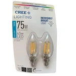 Cree 75 Watt B11 Clear Blunt Tip Daylight Led 2 Light Bulbs Candelabra Base E12. Fixed Price $25.19.