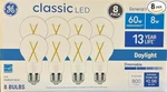 Ge Classic A19 Daylight 60-watt Clear Equivalent Dimmable Led Light Bulbs 8-pack. Fixed Price $19.49.