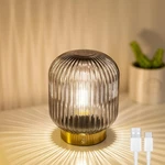 Mj Premier Rechargeable Table Lamp, Gray Glass Lamp With Memory Function, Sma.... Fixed Price $45.39.