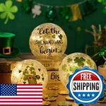 3 Pcs St Patricks Day Decorations Shamrock Crackle Glass Ball Led Lights Lighted. Fixed Price $52.74.