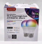 Orein Matter Smart Light Bulbs A19 2 Pack Multi Colored Remote Control Dimmable. Fixed Price $11.00.