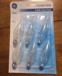 Ge Crystal Clear 60w 650 Lumens Ceiling Fan Decorative B Type Candelabra Base. Fixed Price $25.00.