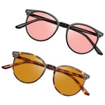 Jfxqdr 2 Pack: Indoor Pink & Outdoor Brown Fluorescent-tinted Glasses. Fixed Price $59.93.