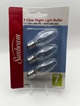 Sunbeam C7 Night Light Bulbs Clear 7w 130v Candelabra Base 3 Pack. Fixed Price $4.99.