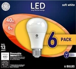 6 Pack Ge Led Soft White 40w 6w Bulbs Dimmable. Fixed Price $19.99.