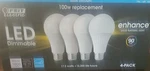 Feit Elec Led Dimmable 1-4 Pack 100 Watt Replaceme/17.5 Watts/15,000 Life Hours. Fixed Price $59.88.