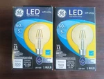 Lot Of 2 Ge 60w Soft White Led Decorative Globe Light Bulbs 500 Lumens. Fixed Price $15.99.