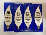 4 Pack------- Crystal Clear 25watt Bent Tip Candelabra Base Non-led Lightbulbs. Fixed Price $9.95.