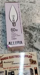 Allura A3684 Decorator Light Bulb 60w 130v Clear Candelabra Base. Fixed Price $5.00.