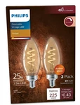 Philips 565804 Vintage Led 25w Replacement B11 Candle, Extra Warm Amber, 2-pack. Fixed Price $27.50.