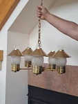 Hanging 5 Light Metal Gold Chandelier Fixture Underwriters. Fixed Price $189.99.
