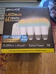 Oraluce 60w Led Light Bulb With Remote 4 Bulbs. Fixed Price $16.85.