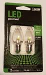 Green Led E-12 Base Night Light Bulbs 2-pack Feit Electric New Bpc7gjw. Fixed Price $12.89.