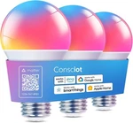 Smart Light Bulbs Wifi Bluetooth Color Changing Led A19 E26 3 Pack Consciot Sync. Fixed Price $46.99.