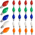 Oviejo 25 Pack C7 Replacement Christmas Light Bulbs, Vintage Multi-colored. Fixed Price $21.04.