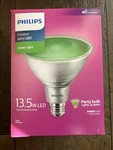 Philips Green Led Party Light Bulb 13.5w Par38 Outdoor Dimmable Bug Nib New. Fixed Price $17.99.