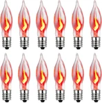 Christmas Flicker Flame Light Bulbs, 12 Pack C7 Crystal Clear Flickering B. Fixed Price $19.07.
