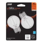 Feit White Filament G16.5 E26 Med Led Bulb Soft 40 Watt Equivalence 2 Pk. Fixed Price $12.95.