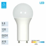 9.8w =60w Dimmable A19 Led 35k Neutral White Frosted Twist Lock Gu24 Base Bulb. Fixed Price $8.59.