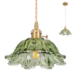 Loiogohot Glass Pendant Light Vintage Fixtures,green Modern Chandelier Pen. Fixed Price $87.10.
