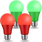 Kqhben Red Green Light Bulbs - 4 Pack 9w 60w Equivalent E26 Base Led Co.... Fixed Price $13.61.