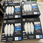 Ge 3pk 5.5 Watts Color Select Warm White Or Reveal Candelabra Base Led X4. Fixed Price $54.48.
