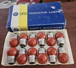 12 Vtg Ge General Electric Indicator Lamps Bulbs Red Orange 7 1/2 S/cb 120v. Fixed Price $14.00.