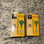 2 Westpointe Transparent Green A19 Indoor / Outdoor Party Bulbs 25 Watt. Fixed Price $8.99.
