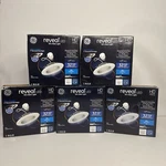 Lot Of 5 : Ge Reveal White 4" Recessed Downlight Flood. 650 Lumen Dimmable Led. Fixed Price $67.73.
