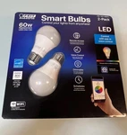 Feit Electric Smart Wi-fi Led Color Changing Dimmable 60w Light Bulbs 2-pk White. Fixed Price $18.00.